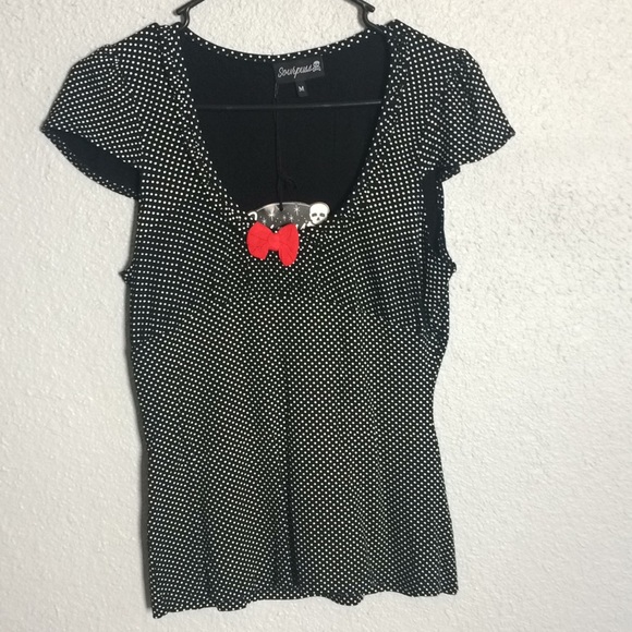 Pin up retro rockabilly Sourpuss polka dot top - Picture 1 of 3